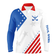 Load image into Gallery viewer, Red, white and blue golf polo for men custom American Flag men's patriotic polo shirts NQS8354
