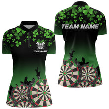 Load image into Gallery viewer, Green Shamrock Darts Board pattern Lucky Darts Shirt For Women Custom St Patrick Day Team Darts Jersey NQS9389