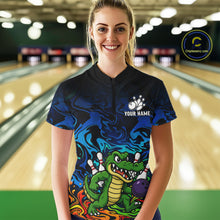 Load image into Gallery viewer, Colorful Funny Alligator Bowling Shirts for Women Custom Bowling Team Jersey, Gift For Bowlers NQS11755