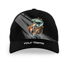 Load image into Gallery viewer, Personalized Black camo Redfish, Trout, Flounder Fishing baseball cap, Texas Slam fishing hats NQS10143