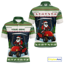 Load image into Gallery viewer, Funny Santa golf ugly Christmas pattern Golf polo shirts for men custom gifts for the golfer NQS11078