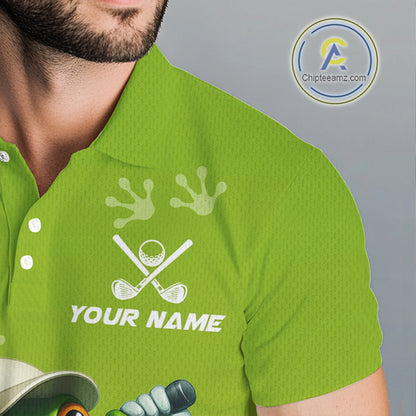 Funny Frog Golf polo shirt for men Custom Green mens golf top, personalized golf gifts NQS11280