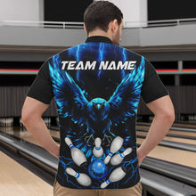 Load image into Gallery viewer, Custom Blue Lightning Thunder Eagle Men Bowling Polo, Quarter Zip Shirts Bowling Team Jerseys Outfits NQS9577
