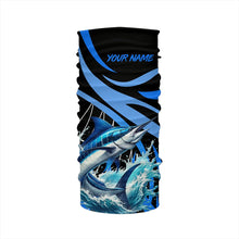 Load image into Gallery viewer, Personalized Blue Marlin Long Sleeve Fishing Shirts, Marlin Tournament Fishing Jerseys | Blue NQS7500