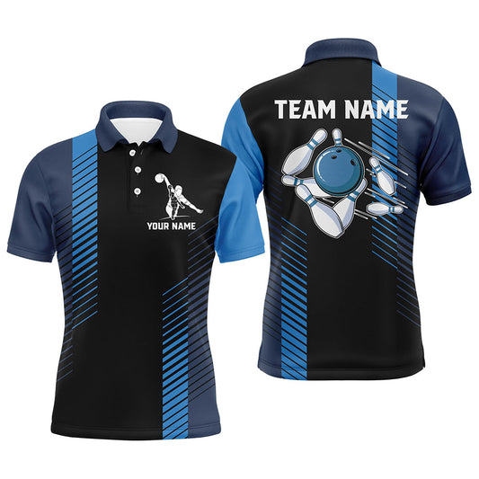 Black and blue bowling shirt for men custom Men Bowling Polo Shirts, team bowling jerseys NQS7502