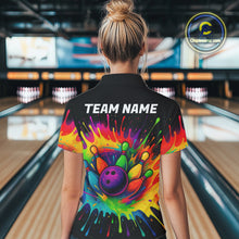 Load image into Gallery viewer, Colorful bowling jerseys Bowling Polo, 1/4 Zip Shirt for Women Custom Bowling Team shirts for bowlers NQS10696