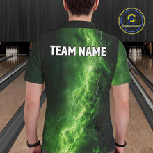 Load image into Gallery viewer, Men's Bowling Shirts Custom Green Lightning Thunder Bowling Team Jersey, gift for team Bowlers NQS10910