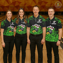 Load image into Gallery viewer, Custom Green clovers pattern Bowling shirts for men, St Patrick's Day bowling apparel, bowling gifts NQS11512