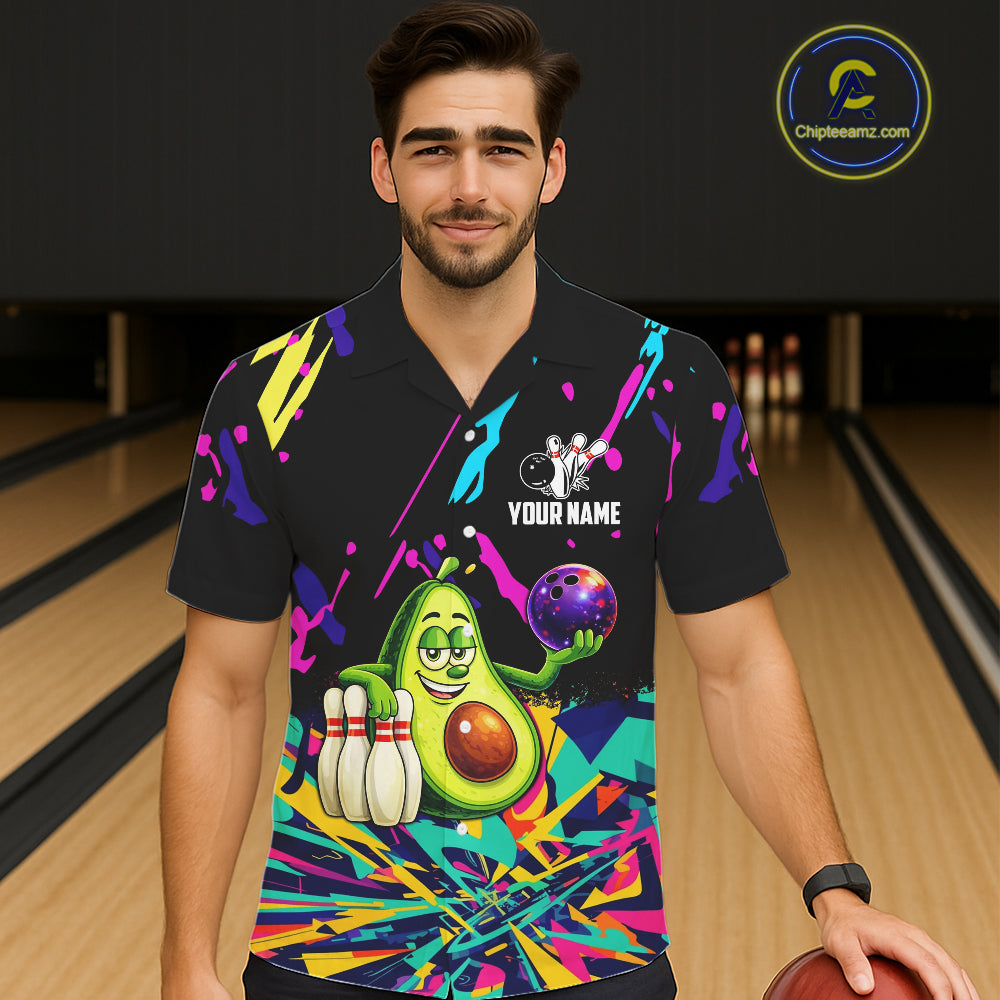 Colorful bowling jerseys funny avocado Bowling Hawaiian Shirt Custom Bowling Team shirt for bowlers NQS11520