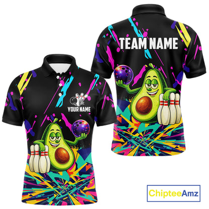 Colorful bowling jerseys funny avocado Bowling Shirts for Men Custom Bowling Team shirts for bowlers NQS11520