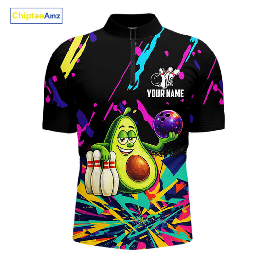 Colorful bowling jerseys funny avocado Bowling Shirts for Men Custom Bowling Team shirts for bowlers NQS11520