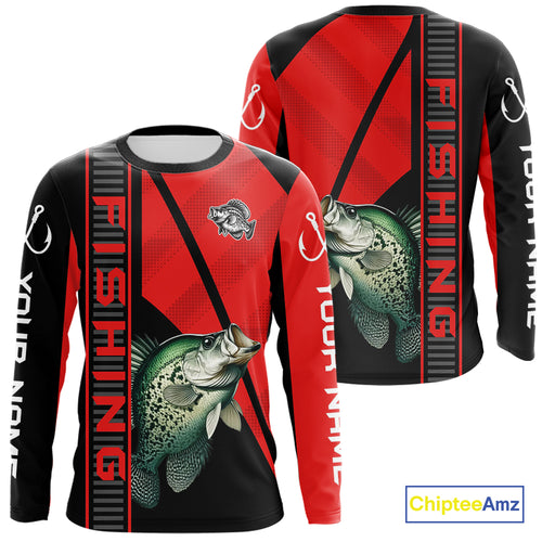 Black and red Crappie Fishing Custom UV protection Long sleeve fishing shirts For Men, Women NQS10162