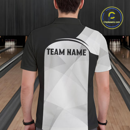 Black and White Funny Skull reaper Bowling Polo, 1/4 Zip Shirts For Men Custom Team Bowling Jersey NQS11100