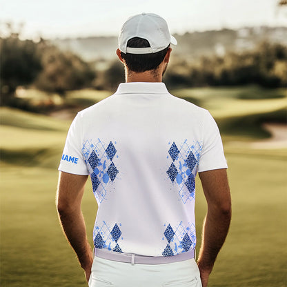 Blue Leopard argyle pattern matching golf shirt for couples custom his and hers matching golf outfits NQS9736
