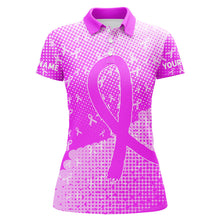 Load image into Gallery viewer, Purple ribbons pattern Custom Bowing Shirts For Women, Breast Cancer Awareness team bowling jerseys NQS8105