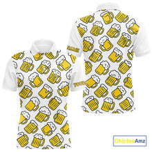 Load image into Gallery viewer, Funny Yellow beer pattern Mens golf polo shirts custom fun golf shirts, cool golf gifts NQS10301