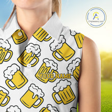 Load image into Gallery viewer, Funny Yellow beer pattern Women Sleeveless Polo shirt custom fun golf shirts, cool golf gifts NQS10301