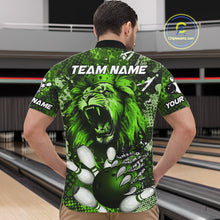 Load image into Gallery viewer, Green Camo Lion roar Bowling Polo, Quarter Zip Shirts for Men Custom Lion Bowling Team jerseys NQS11524