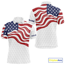 Load image into Gallery viewer, Red, White and Blue American Flag Men golf polo shirts custom men's patriotic golf apparel NQS10169