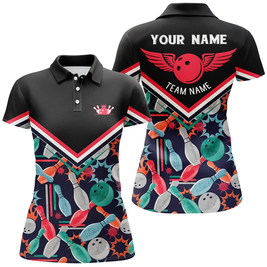 Custom bowling shirt for women – personalized team jersey front view