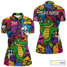 Load image into Gallery viewer, Funny Colorful Graffiti Pattern Alligator Bowling shirts for Women Custom Team bowling league jersey NQS10733