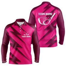 Load image into Gallery viewer, Men golf polo shirts pink lightning custom name and team name golf shirt, golfing gifts NQS9428