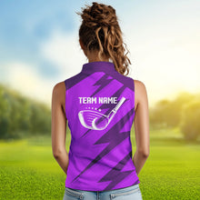 Load image into Gallery viewer, Women sleeveless polo shirt purple lightning custom name and team name golf shirt, golfing gifts NQS9429