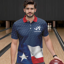 Load image into Gallery viewer, Men's bowling Polo, Quarter Zip shirts Custom name Texas flag vintage Bowling Team Bowlers Jerseys NQS9768