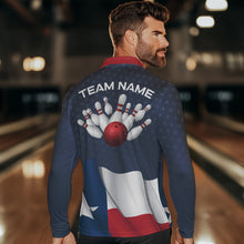 Load image into Gallery viewer, Men's bowling Polo, Quarter Zip shirts Custom name Texas flag vintage Bowling Team Bowlers Jerseys NQS9768