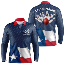 Load image into Gallery viewer, Men's bowling Polo, Quarter Zip shirts Custom name Texas flag vintage Bowling Team Bowlers Jerseys NQS9768