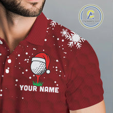 Load image into Gallery viewer, Red Christmas Golf Ball snowflake Men's Golf Polo shirts Custom Xmas Team Golf Outfits NQS10950