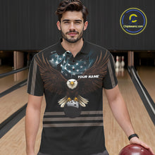 Load image into Gallery viewer, Eagle US Flag Black retro Bowling Shirts For Men Custom patriotic vintage Bowling Team Outfits NQS11141