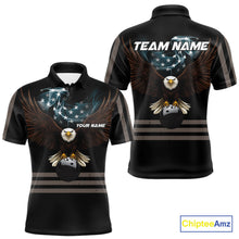 Load image into Gallery viewer, Eagle US Flag Black retro Bowling Shirts For Men Custom patriotic vintage Bowling Team Outfits NQS11141