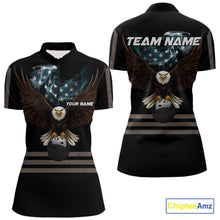 Load image into Gallery viewer, Eagle US Flag Black retro Bowling Shirts For Women Custom patriotic vintage Bowling Team Outfits NQS11141