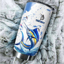 Load image into Gallery viewer, 1PC Personalized Blue and white Marlin Fishing Custom Name Marlin Fishing Tumbler Cup, Fishing gifts NQS9906