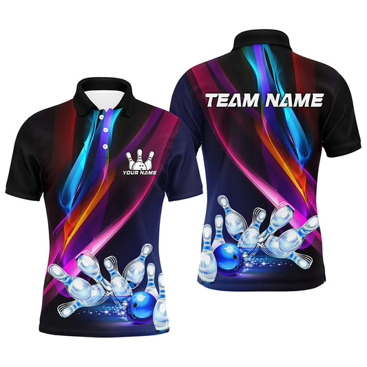 Colorful Lights Bowling Team jerseys Custom Bowling Polo, Quarter Zip Shirt For Men, gift for bowlers NQS7939