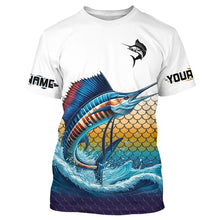 Load image into Gallery viewer, Sailfish Fishing jerseys, Sailfish scales Custom UV protection Long Sleeve Performance Fishing Shirts NQS6015