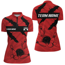 Load image into Gallery viewer, Black and red camo Women bowling Polo, Quarter Zip shirts Custom Team Bowling Jersey, gift for bowlers NQS7703