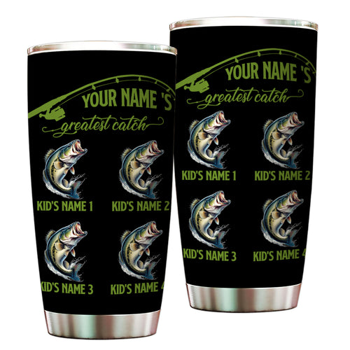 1PC Personalized Grandpa's Greatest Catch Custom Funny Fishing tumbler cup, Father's Day Fishing gifts NQS9915