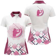 Load image into Gallery viewer, Pink leopard mandala pattern Womens golf polo shirt custom womens golf tops for ladies NQS5590