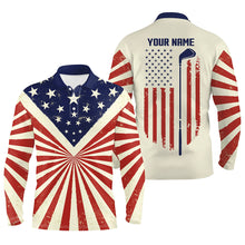 Load image into Gallery viewer, Vintage American flag patriotic Mens golf polo shirt custom men's flag polo shirt tournament golf gift NQS5377