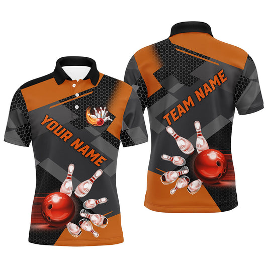 Bowling polo, Quarter zip Shirts for men Custom Bowling Team League Jerseys, gift for bowlers | Orange NQS7968