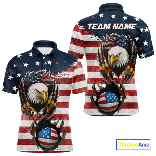 Vintage American Flag Eagle Mens golf polo shirts Custom Patriotic Team Golf top for men NQS10570