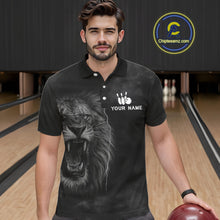 Load image into Gallery viewer, Lightning Thunder Smoke Lion Bowling Polo, 1/4 Zip Shirts For Men Custom Lion Team Bowling Jerseys NQS11162