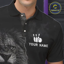 Load image into Gallery viewer, Lightning Thunder Smoke Lion Bowling Polo, 1/4 Zip Shirts For Men Custom Lion Team Bowling Jerseys NQS11162