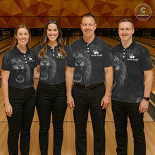 Load image into Gallery viewer, Lightning Thunder Smoke Lion Bowling Polo, 1/4 Zip Shirts For Men Custom Lion Team Bowling Jerseys NQS11162