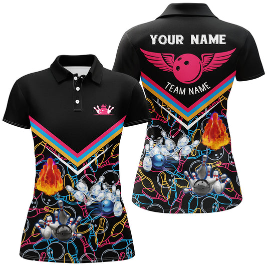 Custom bowling shirt for women – personalized team jersey front view