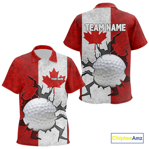 Vintage Canadian Flag broken golf ball Kid Golf polo shirts Custom patriotic Golf attire For Kid NQS10050