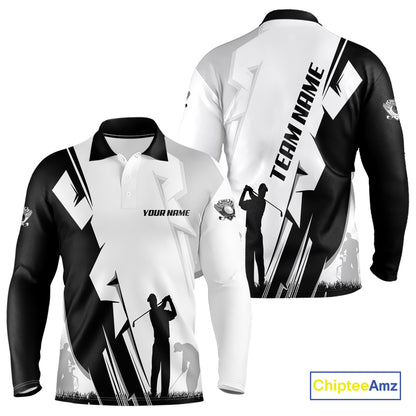Mens golf polo shirts custom white and black golf tops for men, best golf gifts NQS10061