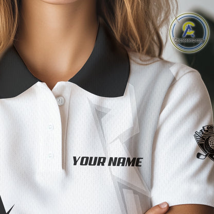 Women golf polo shirts custom white and black golf tops for ladies, best golf gifts NQS10061